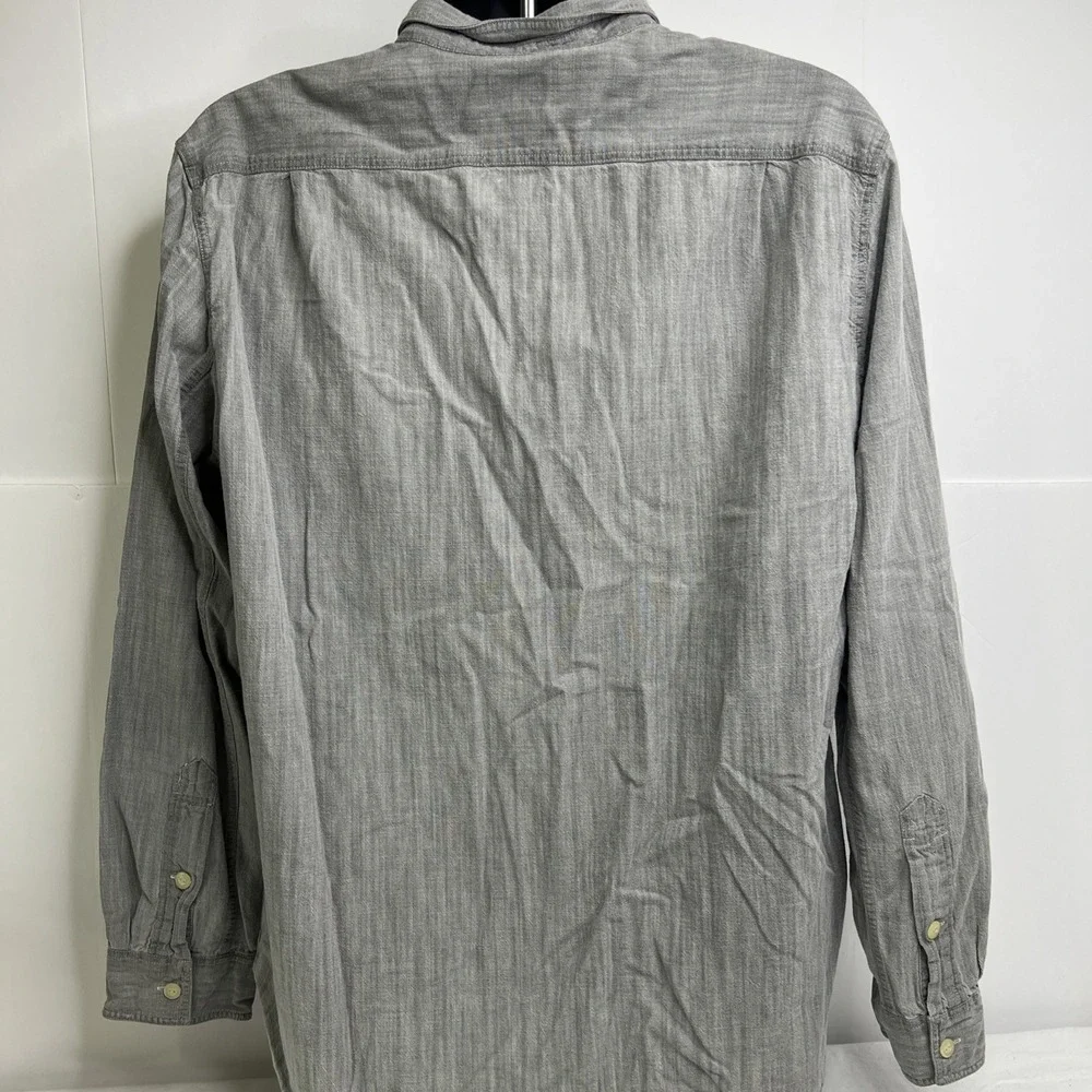 J.Crew Tailored Fit Men's Size XL Solid Gray Cotton Long Sleeve Casual Shirt‎